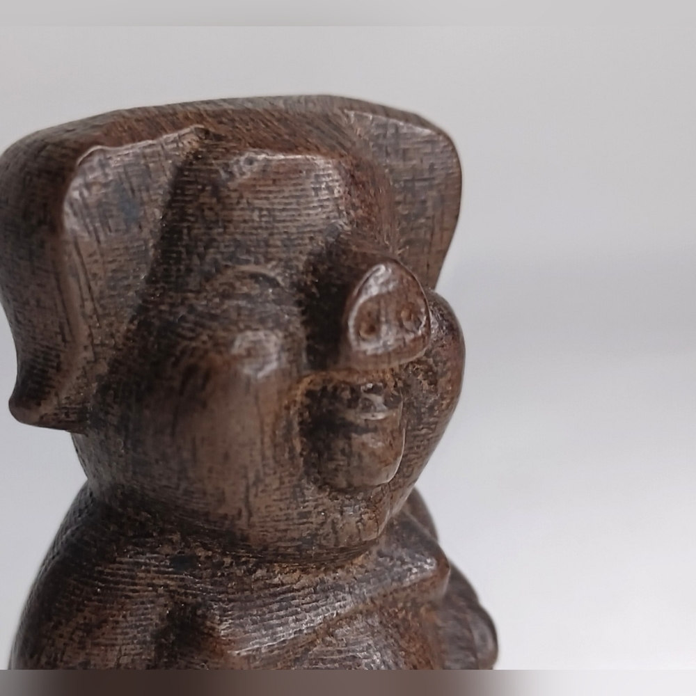 Vintage Chinese Wooden Hand Carved Small Pig Figure